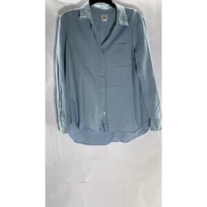 CORELIFE Women's Light Blue Regular-Fit Button-Up Long Sleeve Top SZ L